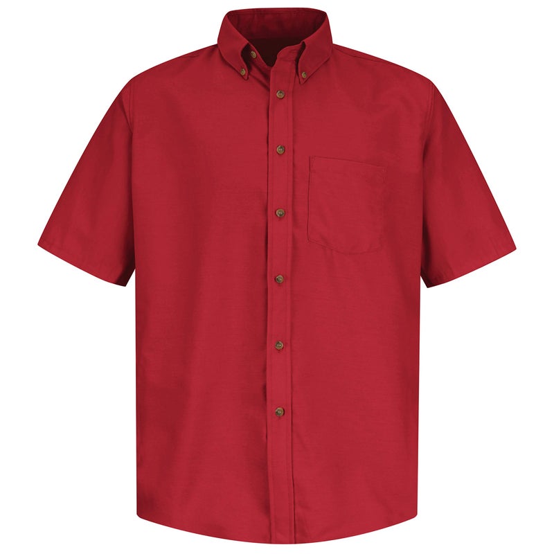 Red Kap Mens Poplin Dress Shirt, Stain And Wrinkle Resistant, Short Sleeve, Red, XX-Large Tall US - Image 5
